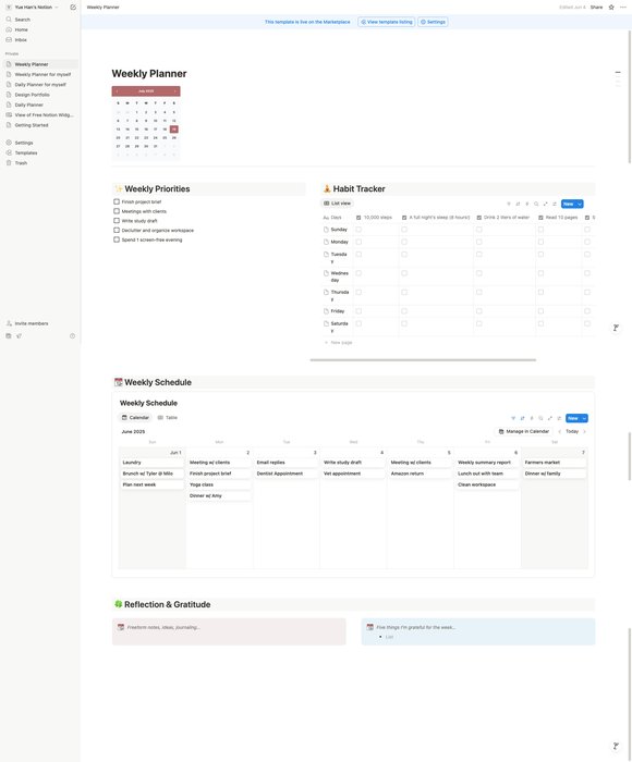 Weekly Planner Notion template