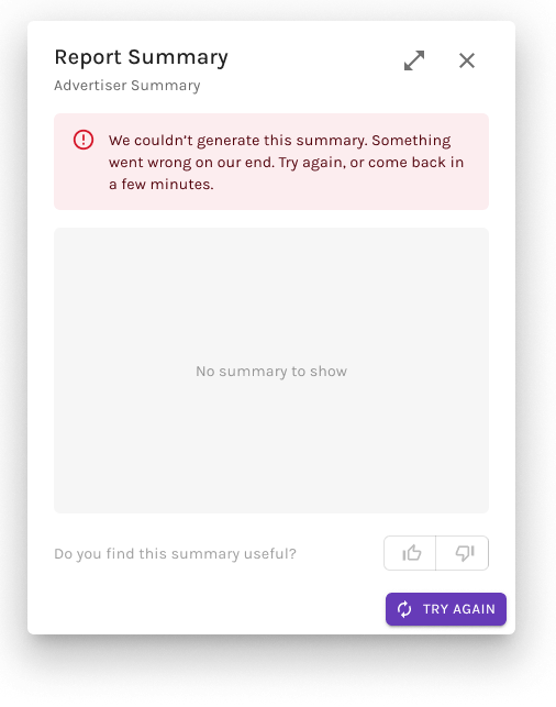 Fail to generate state of the summary window.