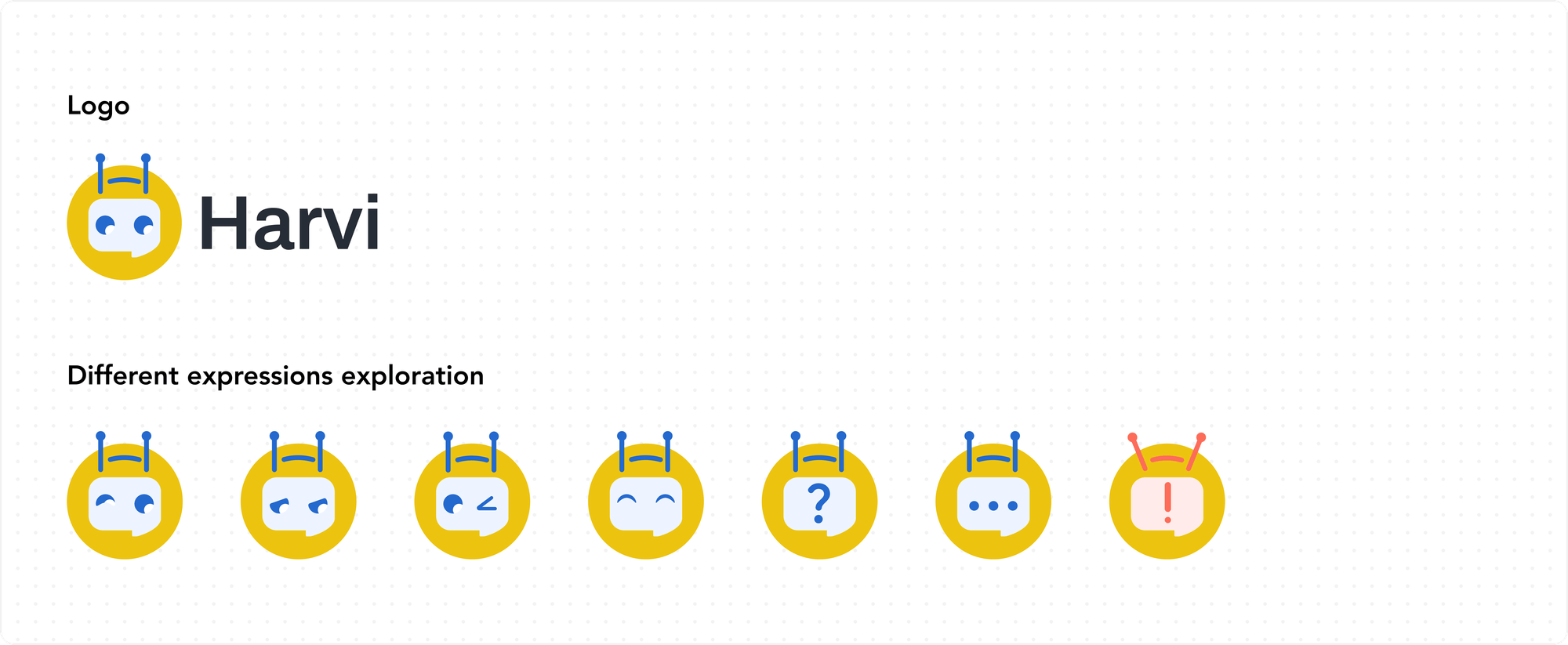 Harvi logo and character expression exploration